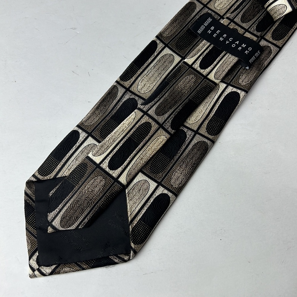 Bergamo New York Necktie Green Black Pure Silk Men Accessories Neck Tie - Picture 4 of 7
